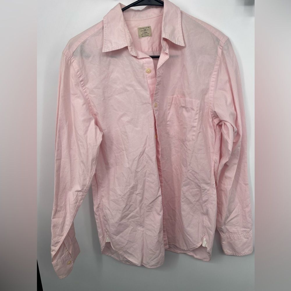 J.Crew men's button down pink‎ and white shirt so size small